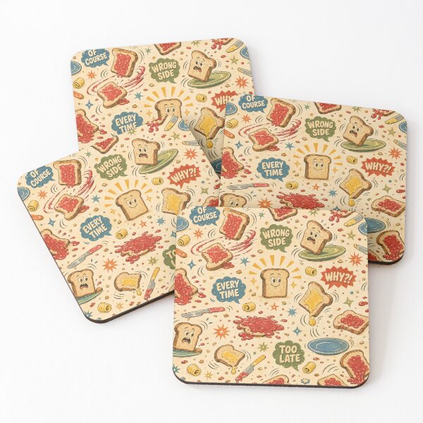 Item preview, Toast Always Lands Wrong – Funny Retro Breakfast Pattern designed and sold by Golden Era Studio.