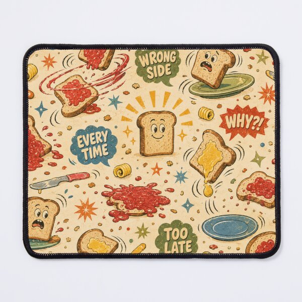 Item preview, Toast Always Lands Wrong – Funny Retro Breakfast Pattern designed and sold by Golden Era Studio.