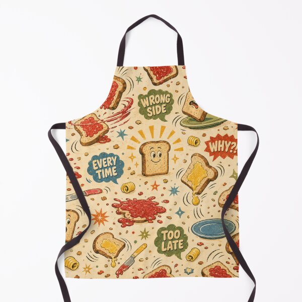 Item preview, Toast Always Lands Wrong – Funny Retro Breakfast Pattern designed and sold by Golden Era Studio.