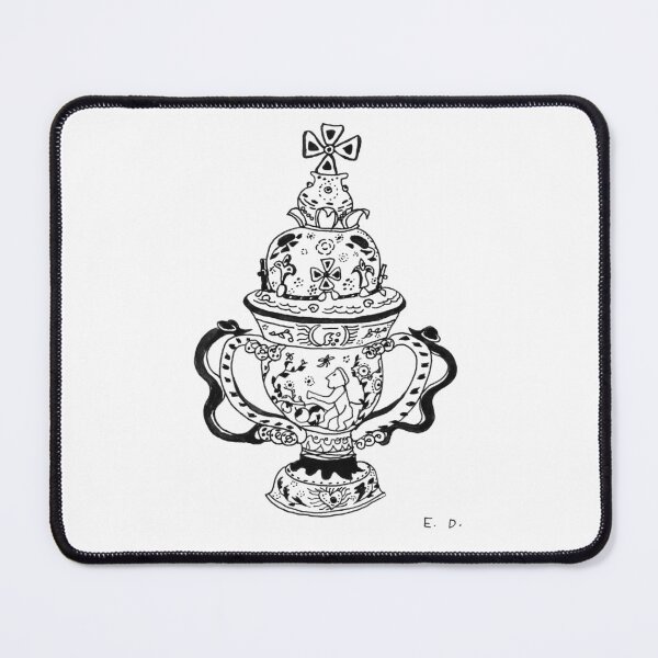 Item preview, Mid-Century Ornate Urn & Chalice – Vintage B&W Ink Illustration designed and sold by RedHook-Art.