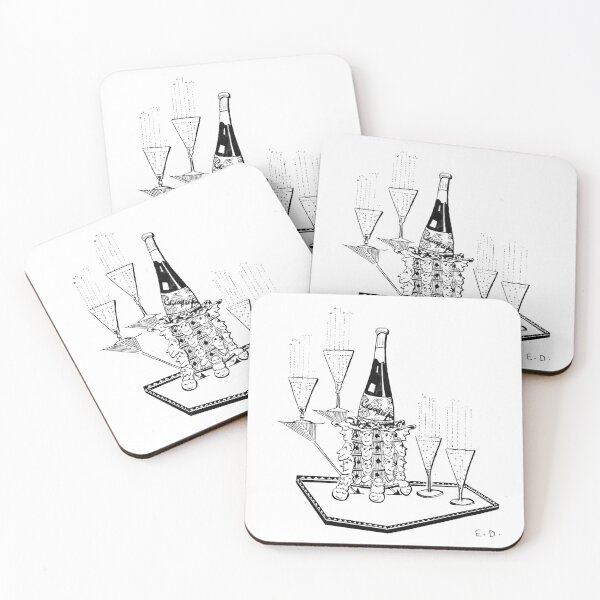 Item preview, Mid-Century Champagne Celebration – Vintage B&W Ink Illustration designed and sold by RedHook-Art.