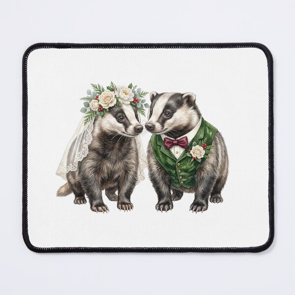 Item preview, Badger Wedding Couple Art designed and sold by Roy & Tiffany.