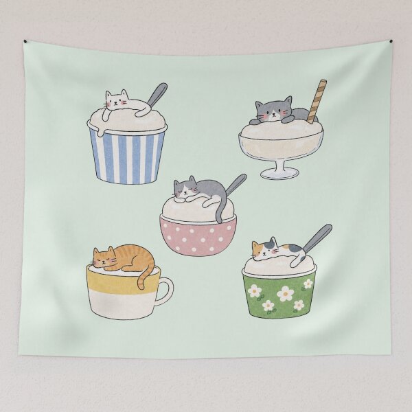 Item preview, Cute Dessert Cafe Cat Lover Illustration designed and sold by bosamji.