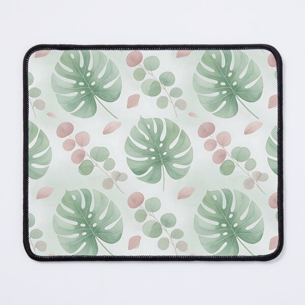 Item preview, Soft Sage Green Monstera Leaves & Pink Botanical Pattern designed and sold by HappyOops.