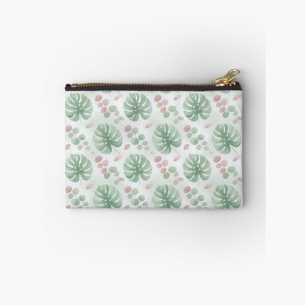Item preview, Soft Sage Green Monstera Leaves & Pink Botanical Pattern designed and sold by HappyOops.