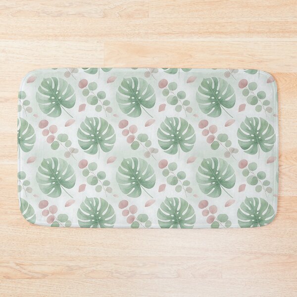 Item preview, Soft Sage Green Monstera Leaves & Pink Botanical Pattern designed and sold by HappyOops.