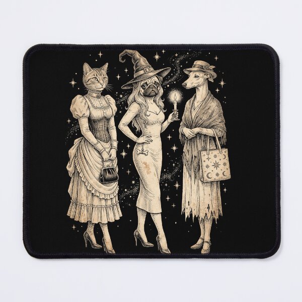 Item preview, Vintage Witchy Cat and Dogs Coven Celestial Victorian Halloween Illustration designed and sold by ArcaneArtistry.