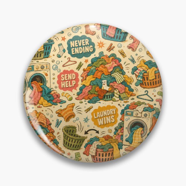 Item preview, Laundry Never Ends – Funny Groovy Seamless Pattern designed and sold by Golden Era Studio.
