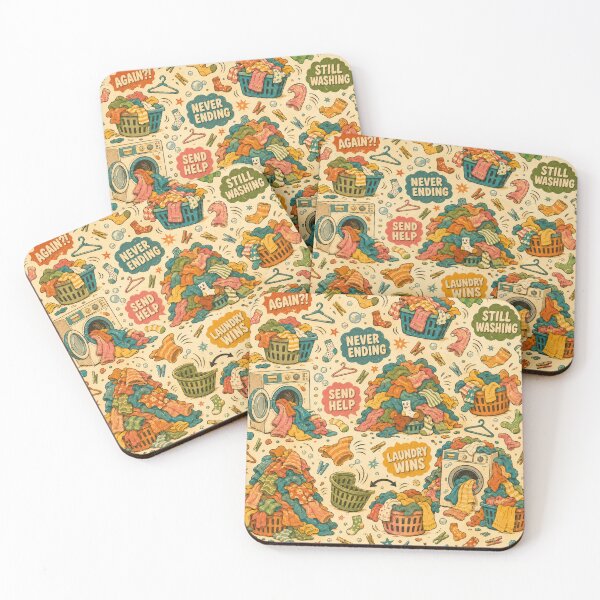 Item preview, Laundry Never Ends – Funny Groovy Seamless Pattern designed and sold by Golden Era Studio.