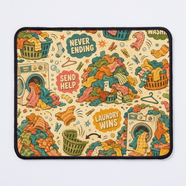 Item preview, Laundry Never Ends – Funny Groovy Seamless Pattern designed and sold by Golden Era Studio.