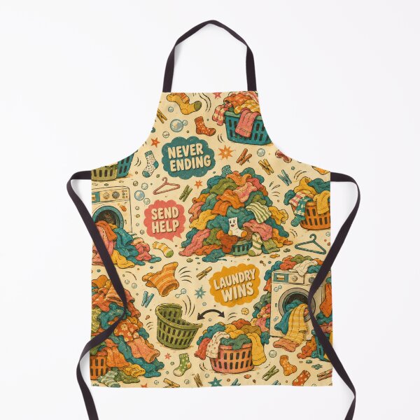 Item preview, Laundry Never Ends – Funny Groovy Seamless Pattern designed and sold by Golden Era Studio.