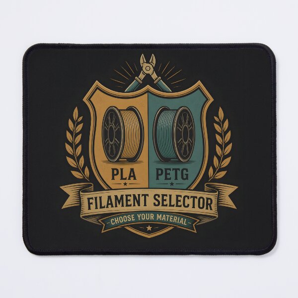 Item preview, PLA vs PETG Filament Selector Funny 3D Printing Badge designed and sold by ThirdShiftLab.