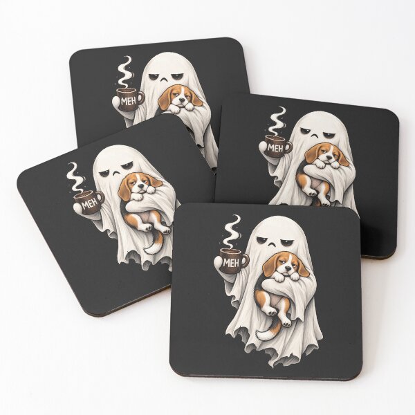 Item preview, Ghost Hugging Beagle with Coffee Funny Halloween Dog Lover designed and sold by JerdbordinShop.