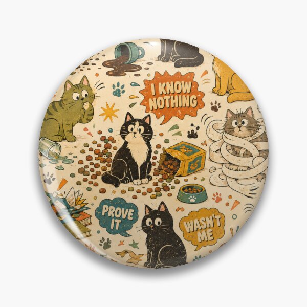 Item preview, Cat Did It – Funny Mischievous Cats Retro Pattern designed and sold by Golden Era Studio.