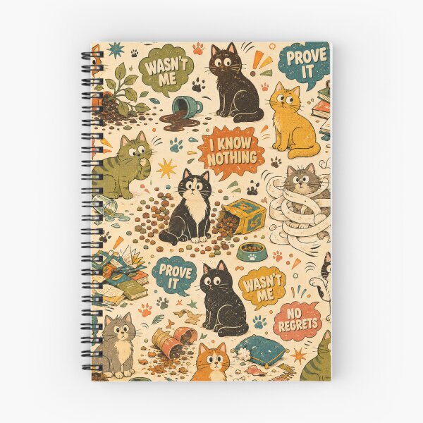 Item preview, Cat Did It – Funny Mischievous Cats Retro Pattern designed and sold by Golden Era Studio.