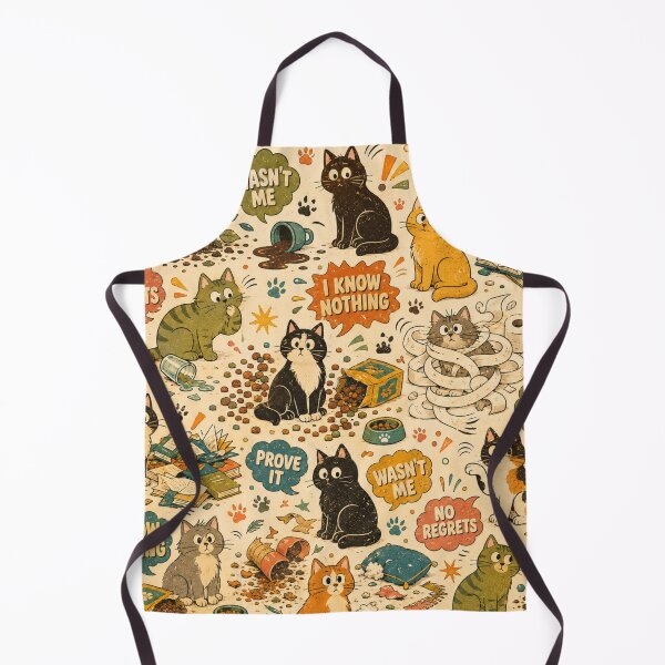 Item preview, Cat Did It – Funny Mischievous Cats Retro Pattern designed and sold by Golden Era Studio.