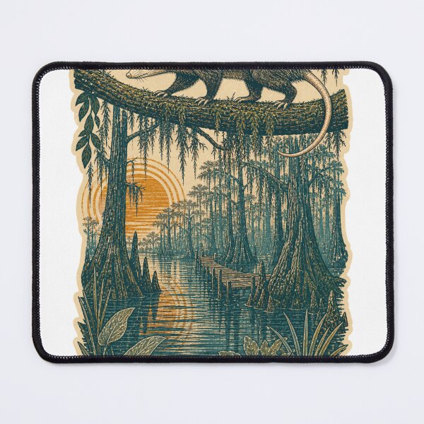 Item preview, Opossum in the Cypress Swamp Wild Animal Retro Nature Art designed and sold by VisualArtsOasis.