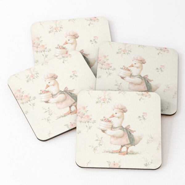 Item preview, Baby Goose Chef with Rose Cake Watercolor designed and sold by GoodOldPrints4.