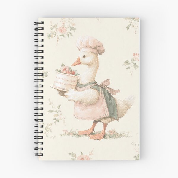 Item preview, Baby Goose Chef with Rose Cake Watercolor designed and sold by GoodOldPrints4.