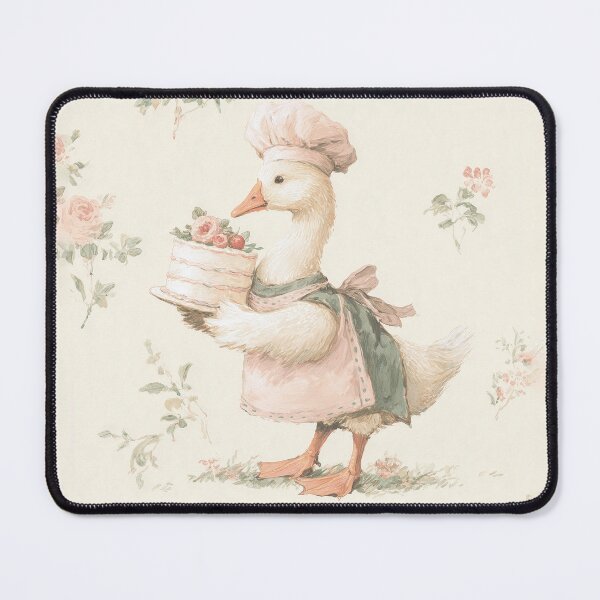 Item preview, Baby Goose Chef with Rose Cake Watercolor designed and sold by GoodOldPrints4.