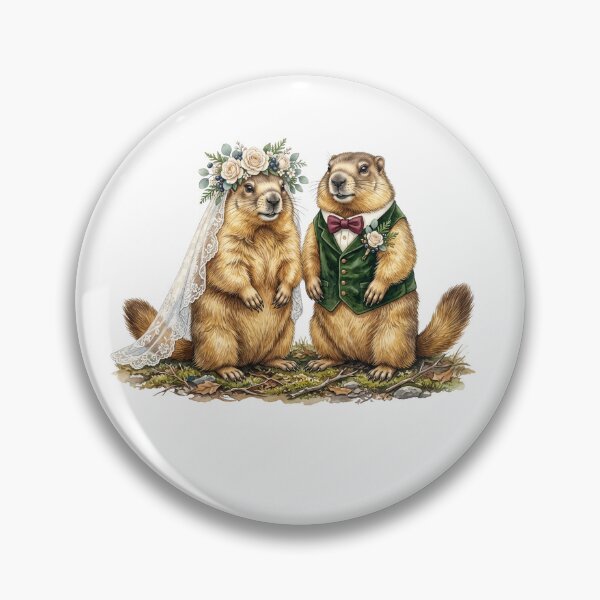 Item preview, Groundhog Wedding Couple Art designed and sold by Tiffany Roy.
