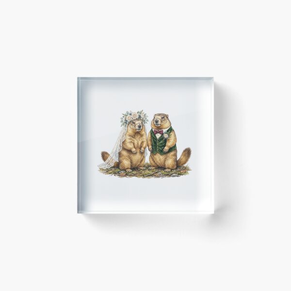 Item preview, Groundhog Wedding Couple Art designed and sold by Tiffany Roy.