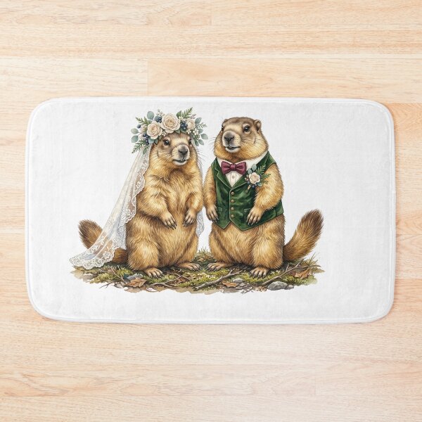 Item preview, Groundhog Wedding Couple Art designed and sold by Tiffany Roy.