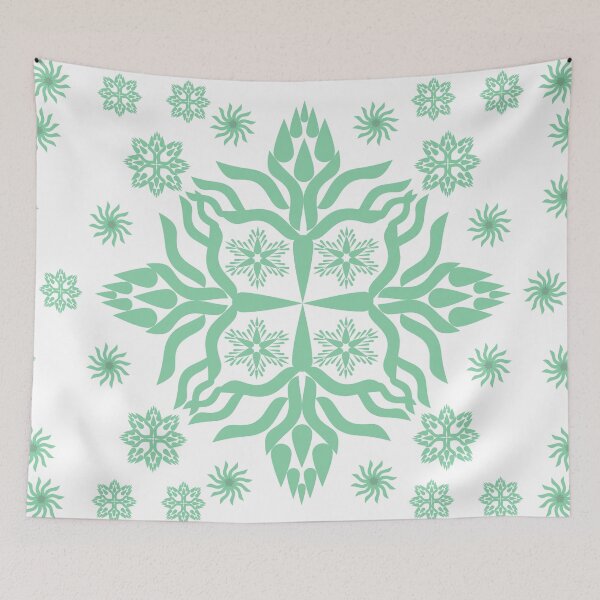 Item preview, Mint Green Ornamental Floral Medallion Seamless Pattern on White Background designed and sold by Ei-Ei.