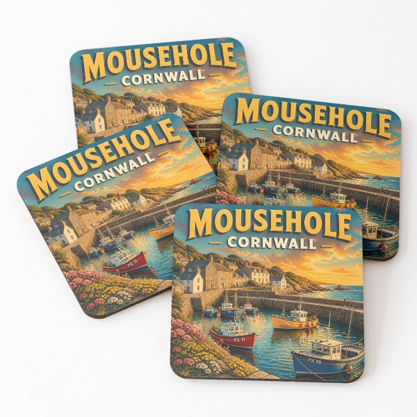 Item preview, Mousehole, Cornwall, England: Vintage-Style Painterly Travel Poster designed and sold by LSVart.