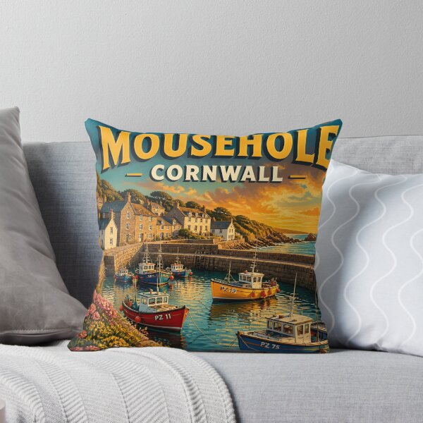 Item preview, Mousehole, Cornwall, England: Vintage-Style Painterly Travel Poster designed and sold by LSVart.