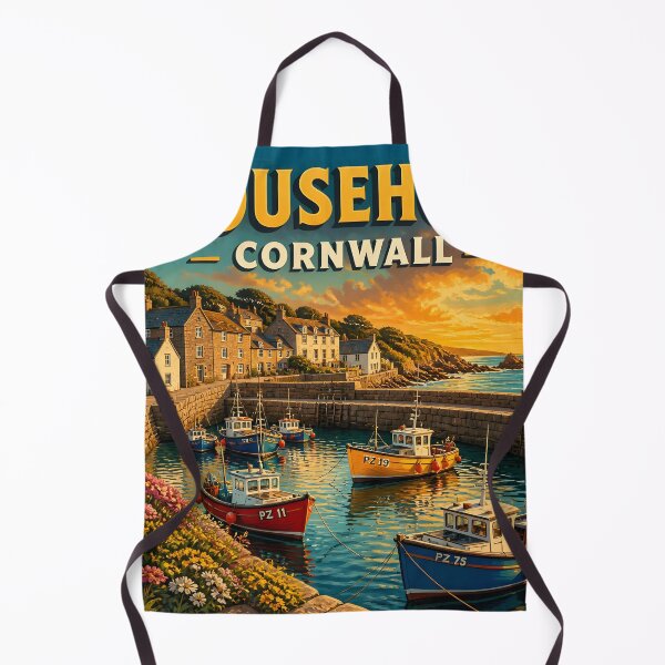 Item preview, Mousehole, Cornwall, England: Vintage-Style Painterly Travel Poster designed and sold by LSVart.