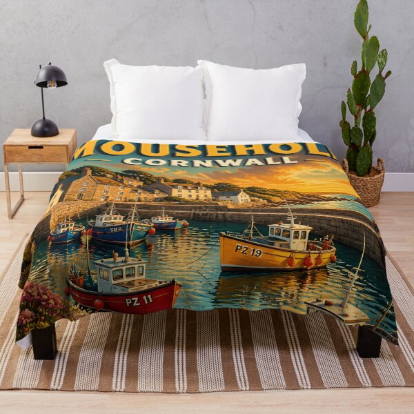 Item preview, Mousehole, Cornwall, England: Vintage-Style Painterly Travel Poster designed and sold by LSVart.