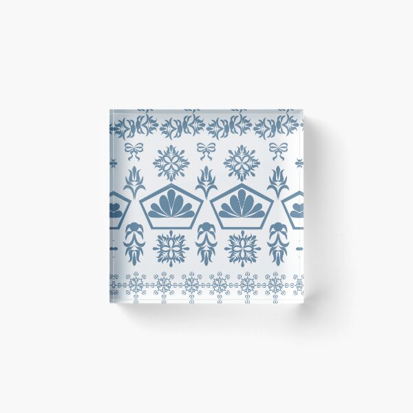 Item preview, Muted Blue Geometric Floral Border and Ornamental Seamless Pattern designed and sold by Ei-Ei.