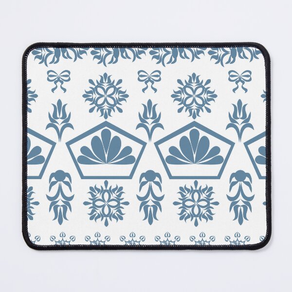 Item preview, Muted Blue Geometric Floral Border and Ornamental Seamless Pattern designed and sold by Ei-Ei.
