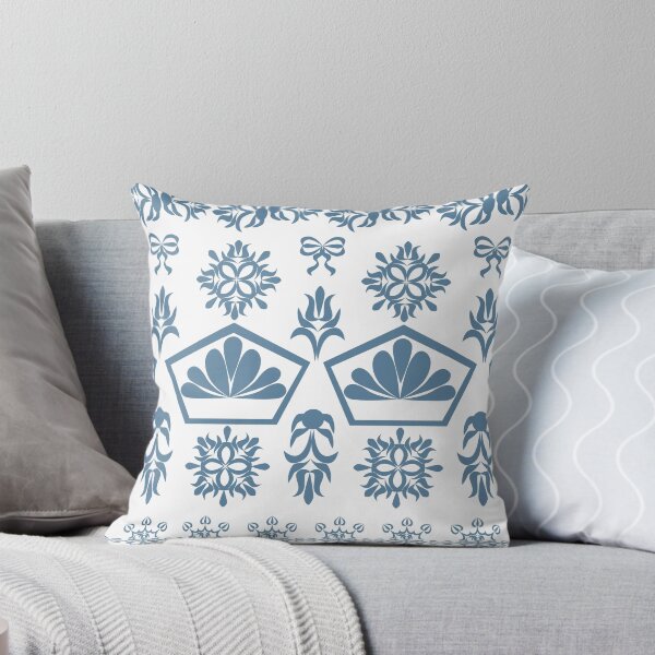 Item preview, Muted Blue Geometric Floral Border and Ornamental Seamless Pattern designed and sold by Ei-Ei.