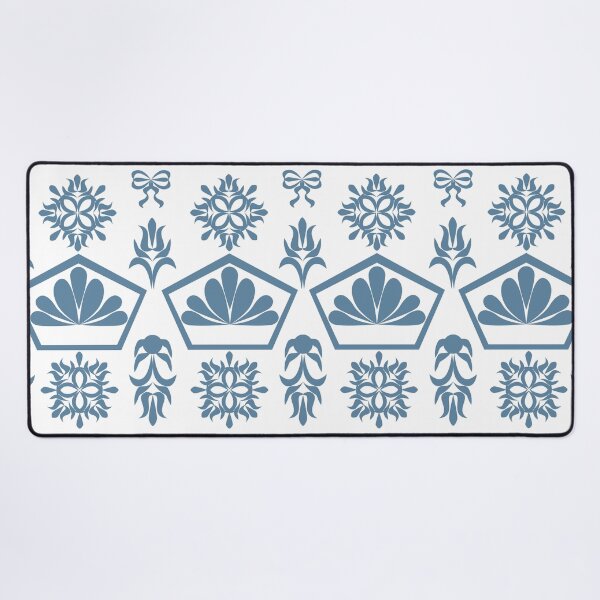Item preview, Muted Blue Geometric Floral Border and Ornamental Seamless Pattern designed and sold by Ei-Ei.