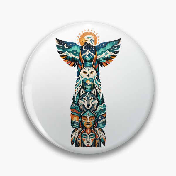 Item preview, Northern Totem Eagle Snowy Owl Wolf designed and sold by Wild Creative Art.