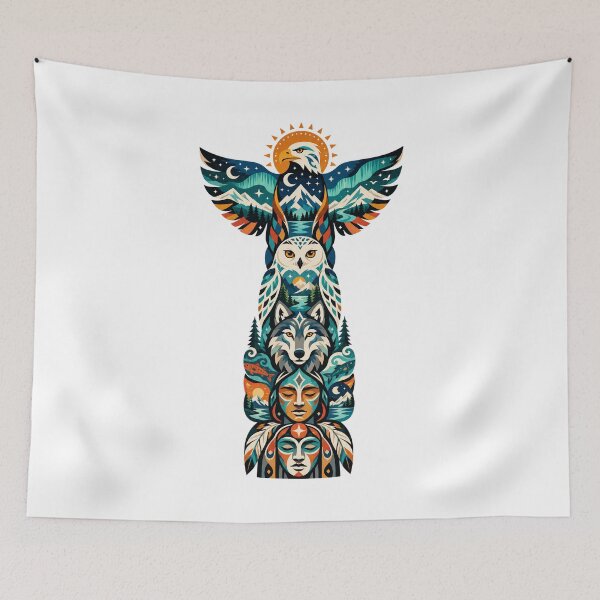 Item preview, Northern Totem Eagle Snowy Owl Wolf designed and sold by Wild Creative Art.