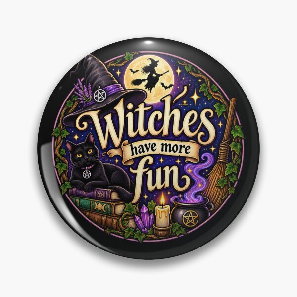 Item preview, Witches Have More Fun Colorful Witchy Cat Cauldron designed and sold by Witch Joseph.