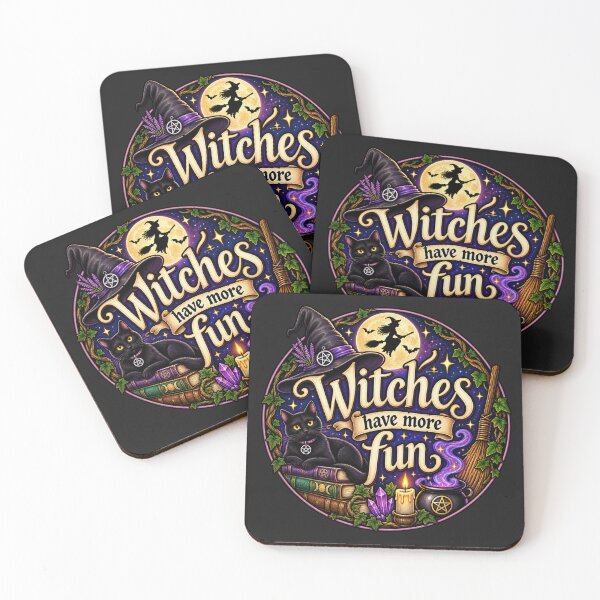 Item preview, Witches Have More Fun Colorful Witchy Cat Cauldron designed and sold by Witch Joseph.