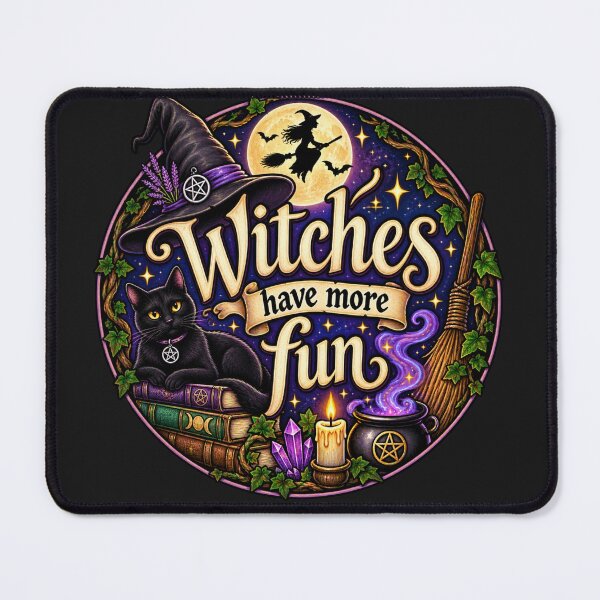 Item preview, Witches Have More Fun Colorful Witchy Cat Cauldron designed and sold by Witch Joseph.