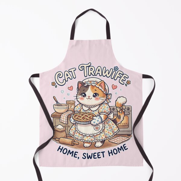 Item preview, Cat chubby Tradwife: Home Sweet Home Calico Baker designed and sold by CuteKats.