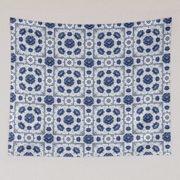 Item preview, Blue Floral Portuguese Azulejo Tile Pattern designed and sold by HappyOops.