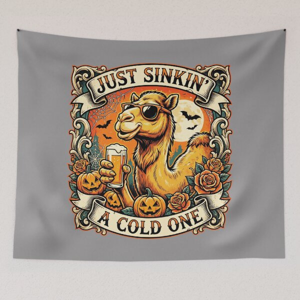 Item preview, Halloween Camel Sunglasses & Beer – Just Sinkin' a Cold One – Funny Beer T-Shirt designed and sold by Grang Art Artistic Designs.