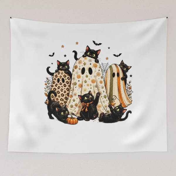 Item preview, Summerween Ghost Black Cat Retro Halloween designed and sold by wansilastomi.