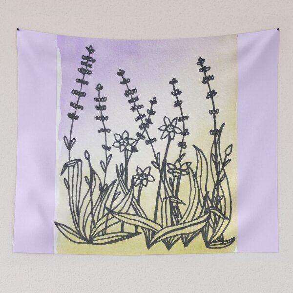 Item preview, Watercolour daffodils and lavender designed and sold by Phoebew03.