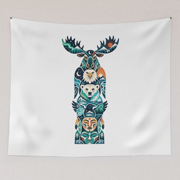 Item preview, Northern Totem Moose Eagle Polar Bear Raven designed and sold by Wild Creative Art.