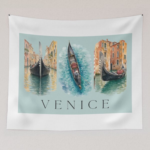 Item preview, Dreamy Venice Gondolas Watercolour Triptych designed and sold by S-and-W-4ever.