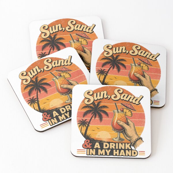 Item preview, Sun, Sand & a Drink in My Mind | Funny Beach Vacation Typography T-Shirt designed and sold by rushaib.