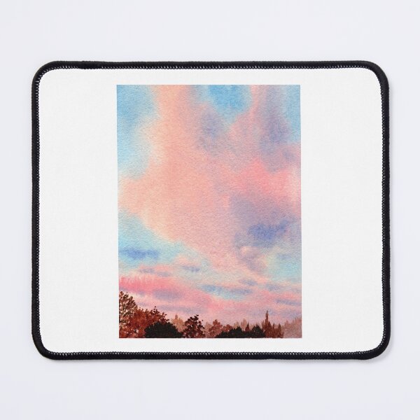 Item preview, Pastel Sunset Sky over Tree Silhouettes Watercolor designed and sold by Por564.